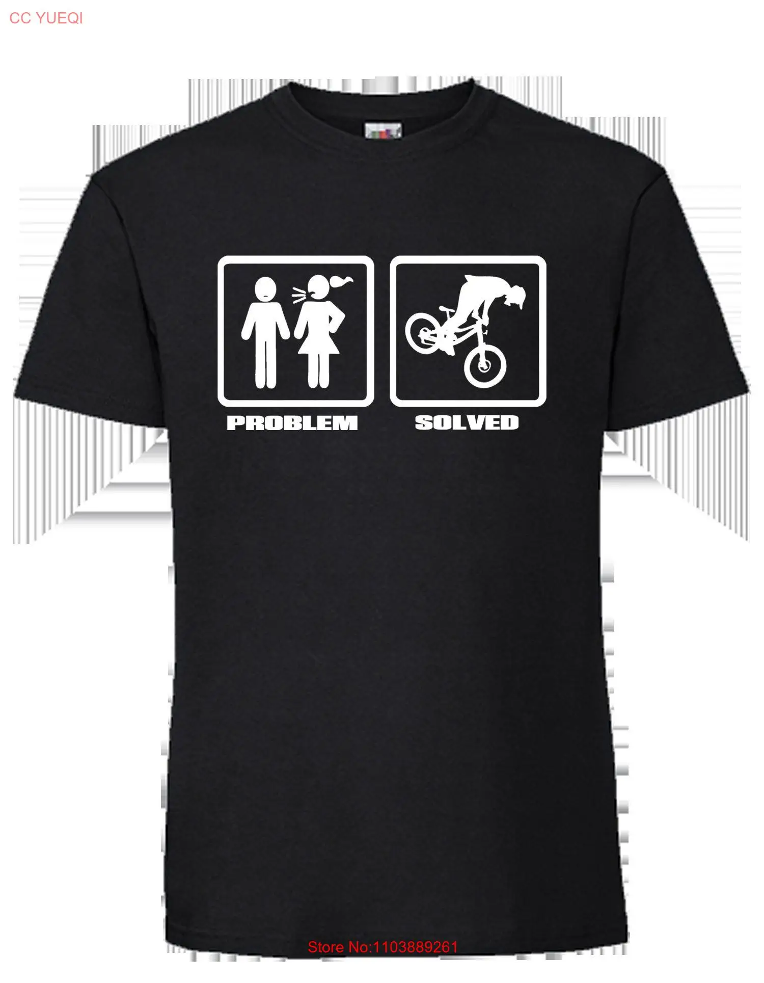 Фото Downhill Problem solved T Shirt schwarz black long or short sleeves №1