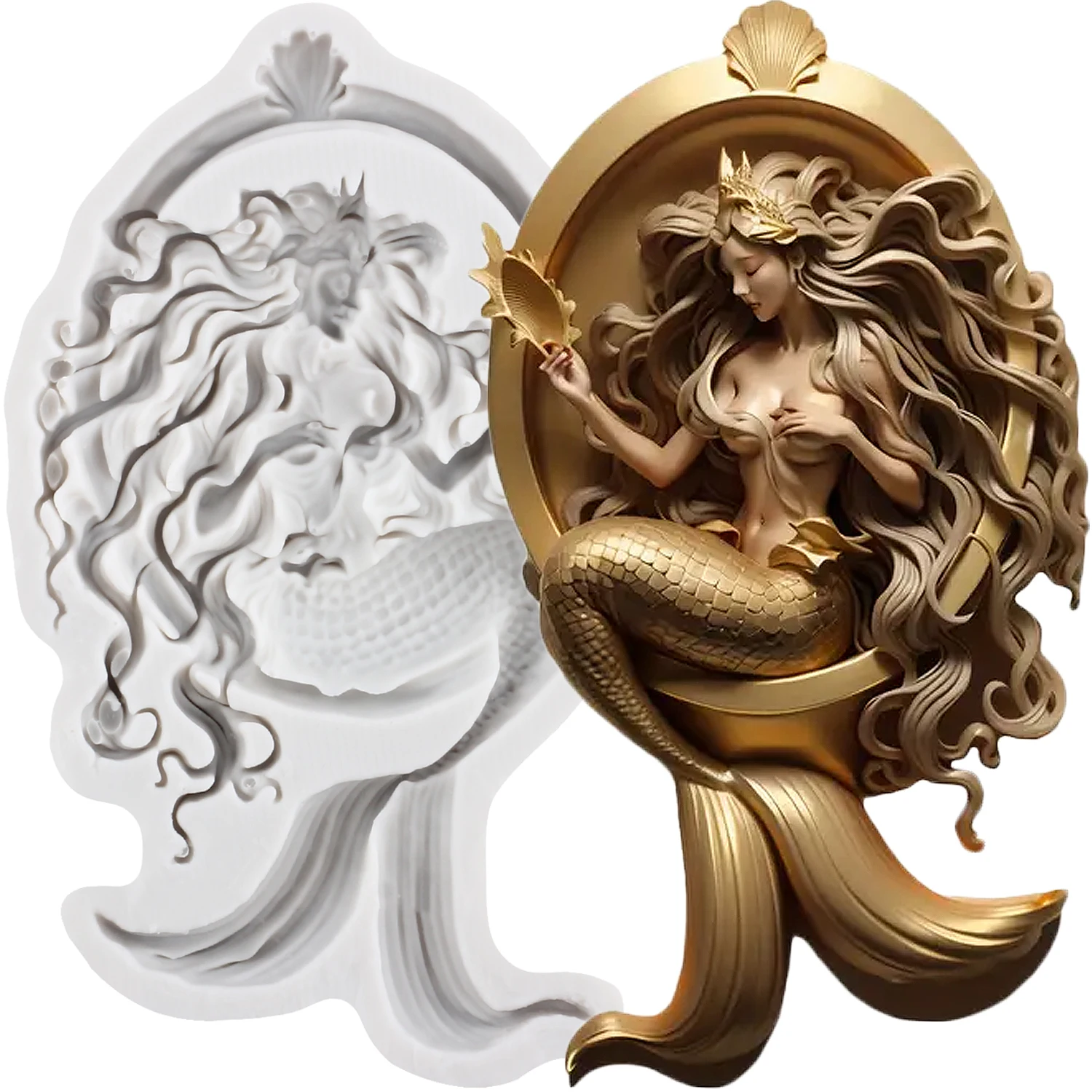 Силиконовые формы принцессы-русалки для девочек-русалок, инструменты для украшения торта из помадки, топпер для кексов, шоколадное ремесло, резинка, паста, полимерная глина