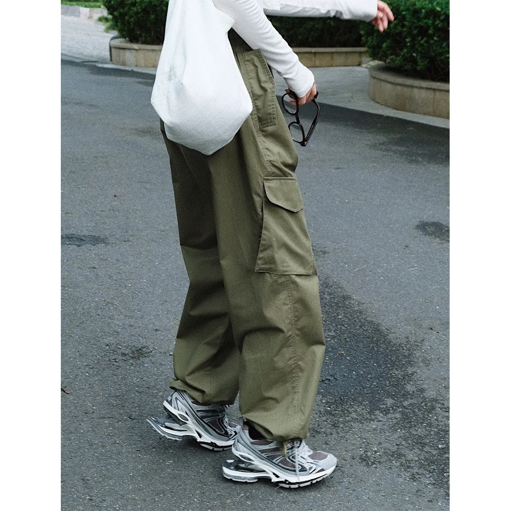 Autumn New Street Elastic Drawstring Overalls Loose and Thin High Waist Straight Casual Trousers Women