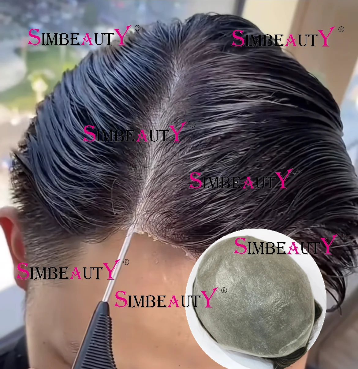 Мужской парик из ПУ кожи 0 04 мм с натуральными волосами