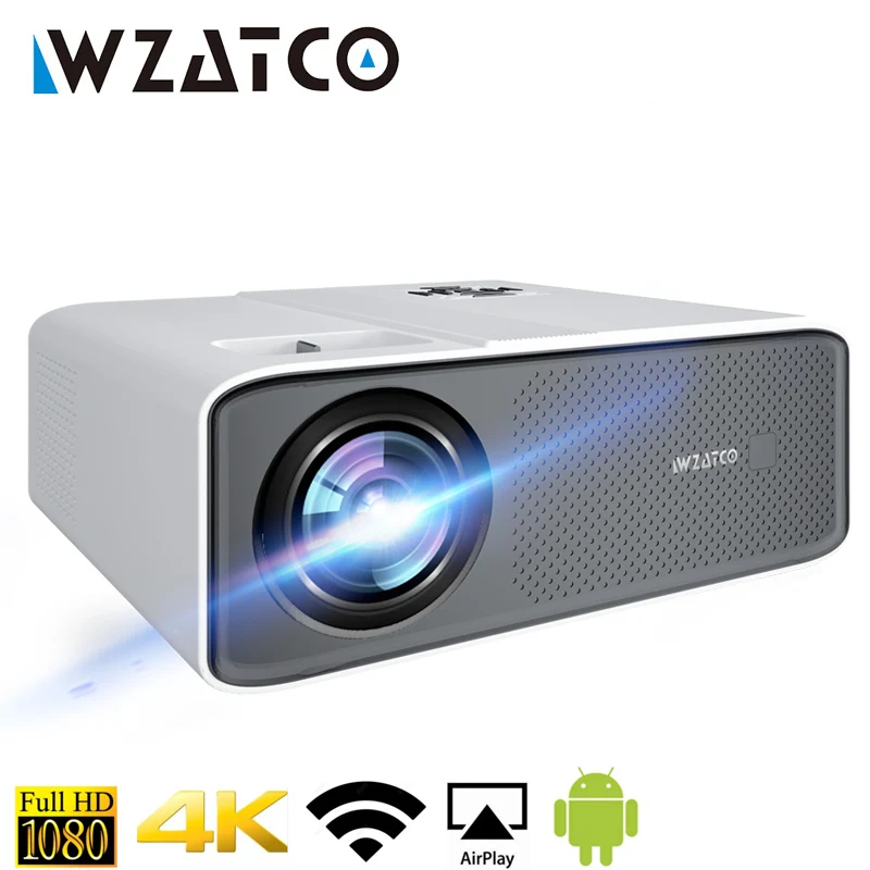 WZATCO C5 LED Projector 4K Smart Android WIFI 1920*1080P Proyector Home Theater 3D Media Video Player 6D Keystone Game Beamer