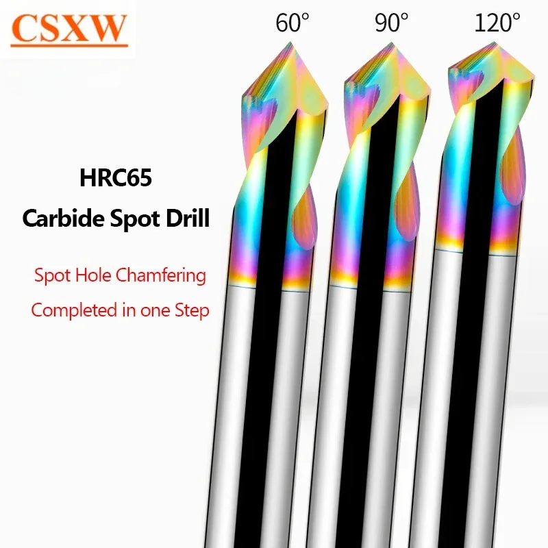 

HRC65 Точечная дрель Твердосплавный инструмент для изготовления отверстий с ЧПУ 60 90 120 градусов 123456789 ~20 мм фреза для снятия фаски из вольфрамовой стали с алюминиевым покрытием