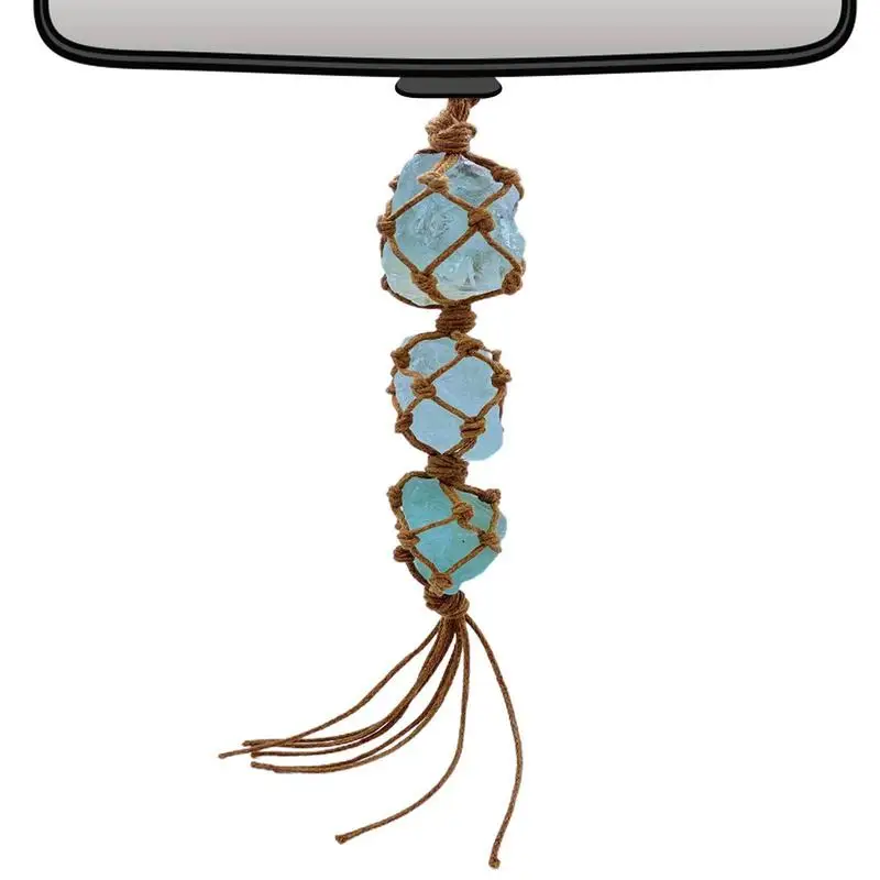 

Car Crystal Ornament Handmade Pendant Rearview Mirror Car Ornaments Bohemian Braided Green Fluorites Decorations For Garden