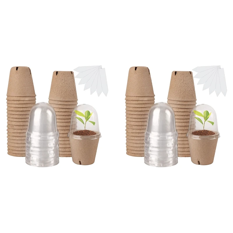 

Practical 72 Set Plant Nursery Pots With Humidity Dome, Seed Starter Pots Biodegradable Peat Pots, Seedlings Planting Pots