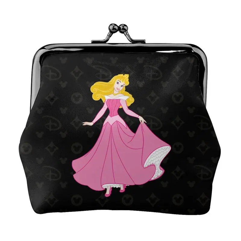 

Disney Brand Bag New Woman Cartoon Print Leather Kiss Lock Coin Purse Design Short Wallet High Quality Girl Clutch Card Holder