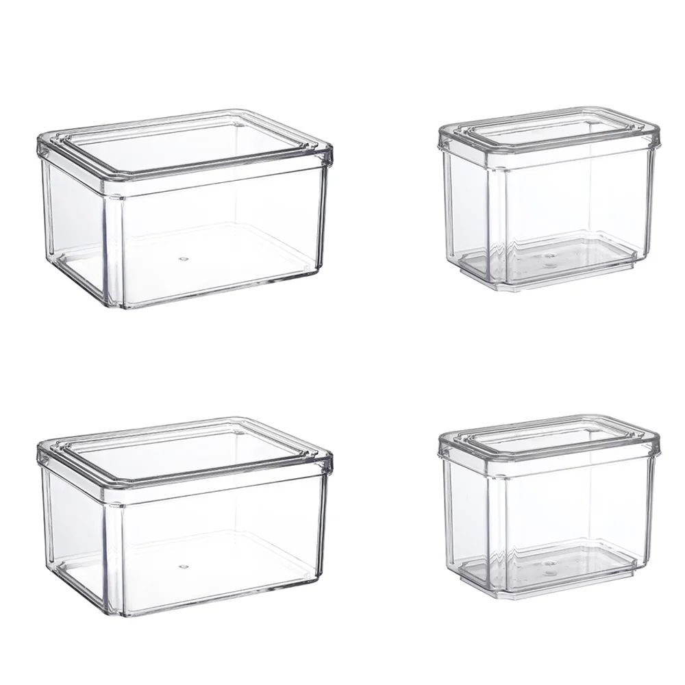 

4Pcs Refrigerator Food Storage Containers with Lids Transparent Plastic Seal Tank Separate Vegetable Fruit Fresh Box