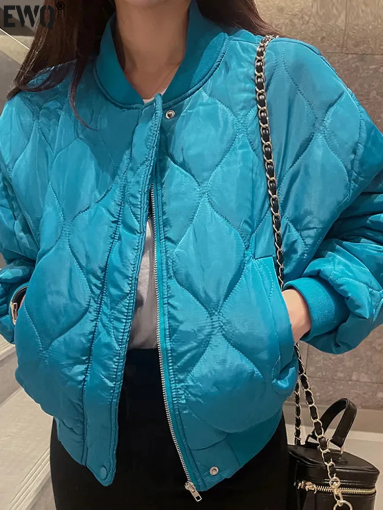 

Винтажный однотонный Кардиган [EWQ] на молнии с воротником-стойкой, толстые теплые хлопковые пальто, хлопковая куртка с длинным рукавом, повседневные свободные пальто 2023 16U5561