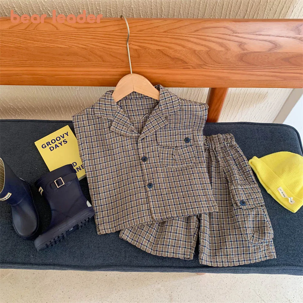

Infant Boy Clothes Set 2022 Summer New Boys Plaid Suit Shirt + Shorts Fashion Casual Two-piece Set Kids Outfits for 2-6 Years