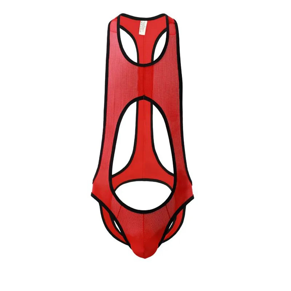 Men Sexy Open Butt Stretch Leotard Male Undershirts Jockstrap Jumpsuit Wrestling Seductive Menswear Underwear Singlet Bodysuit