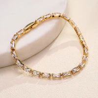 new fashion exquisite gold color geometry zircon bracelets chain for women personality wild bangle wedding party jewelry gifts