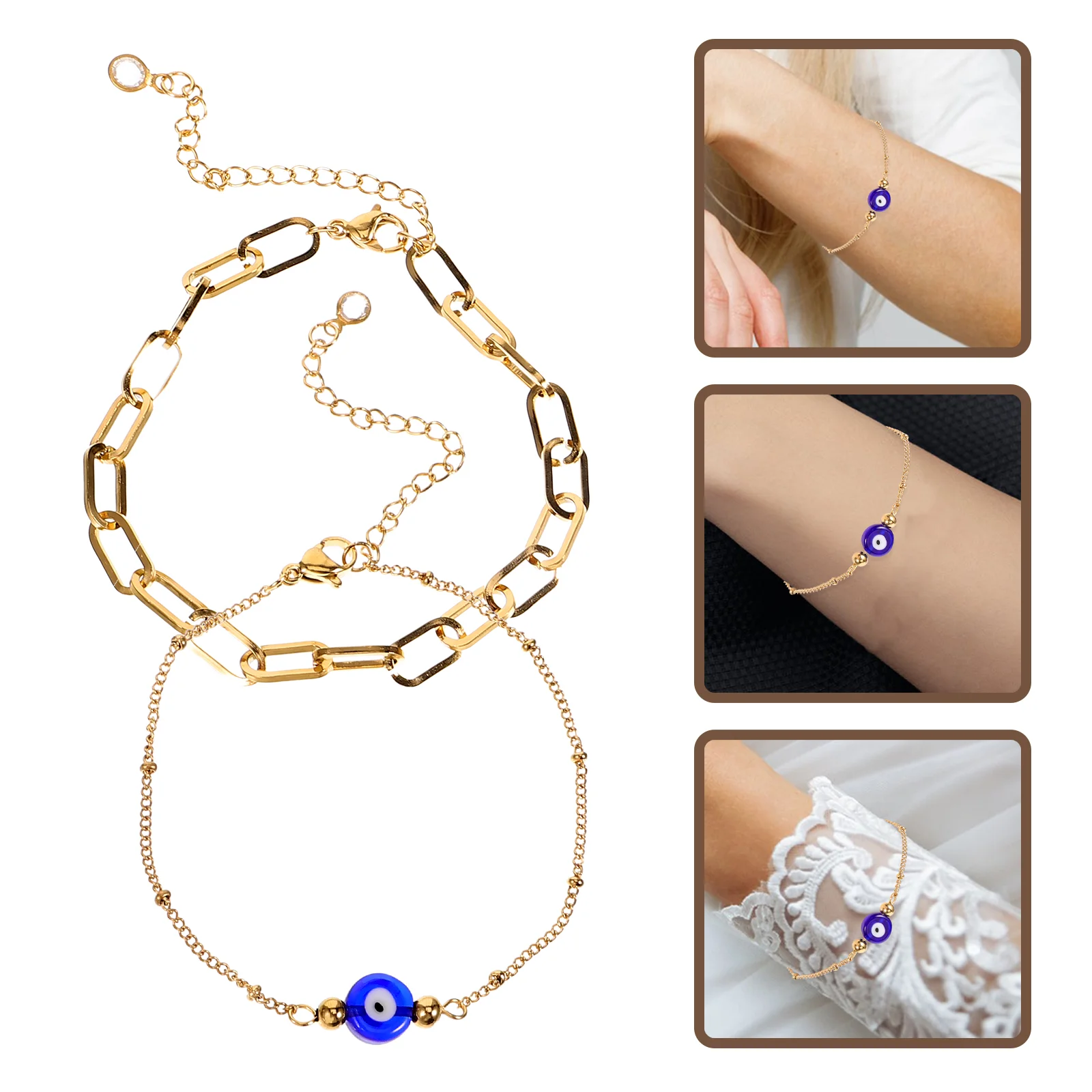 

Wrist Bands Evil Eye Bracelet Girls Wristlet Women Decor European American Female Bracelets Stainless Steel Decoration Miss