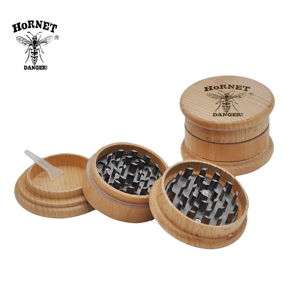 

HORNET 63MM 3Layers Wooden Herb Crush Spice Herb With Metal Teeth Hand Crusher accesorios para fumar Molinillo de tabaco