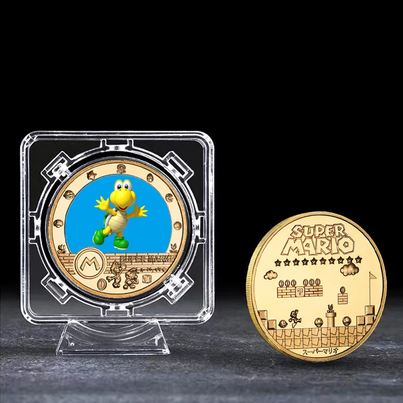 Super Mario Bros Toys Металлическая памятная монета Luigi Bowser Koopa Yoshi Ropucha Goomba Аниме Фигурки