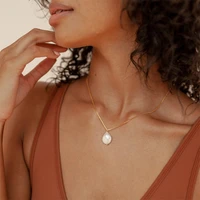 2022 new fashion women temperament nature baroque pendant pearl necklace women sexy party pearl pendant titanium steel necklace