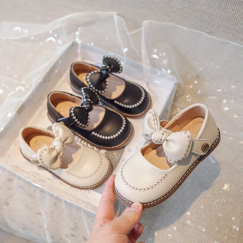 

Spring Children Princess Leather Shoes Soft Bowknot Shoes Non-slip Breathable Fashion Solid Girls Shoes Kids Shoes for gilrs