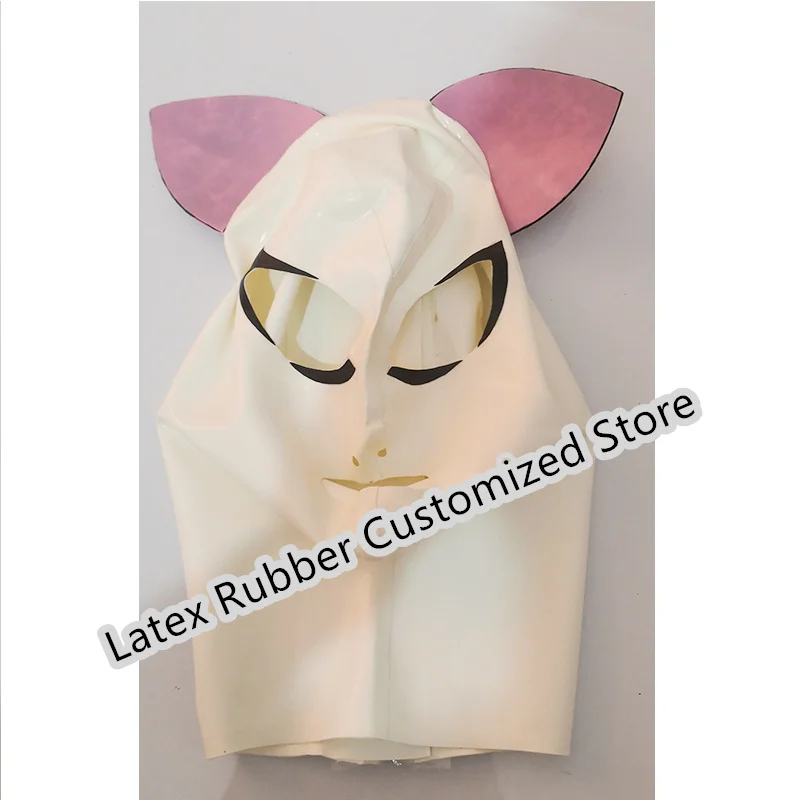 Белая женская резиновая задняя молния с кошачьими ушками