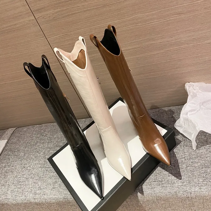 2021 Fashion New High Boots for Autumn and Winter Comfort and Warmth Plus Velvet High Heel Pointed Knight Boots Women Women's