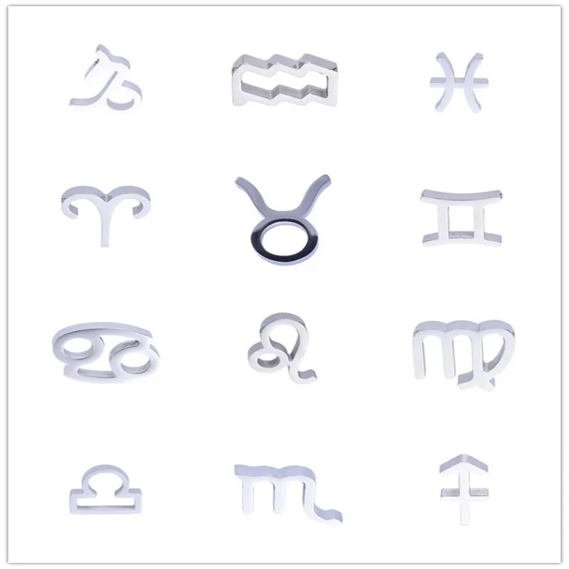 

1/12Pcs Silver Color Stainless Steel Star Zodiac Sign Charms 12 Constellation Pendant For Women Men Jewelry Making Material