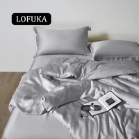 lofuka luxury men light gray 100 silk bedding set pure silk high quality silky duvet cover queen king bed sheet pillowcase