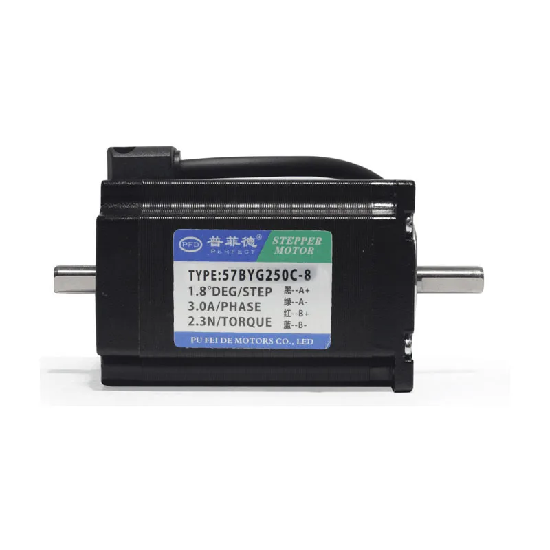 Шаговый двигатель Nema 23 57BYG250C двойной внешний вал диаметр 8 мм выходная линия 80 см
