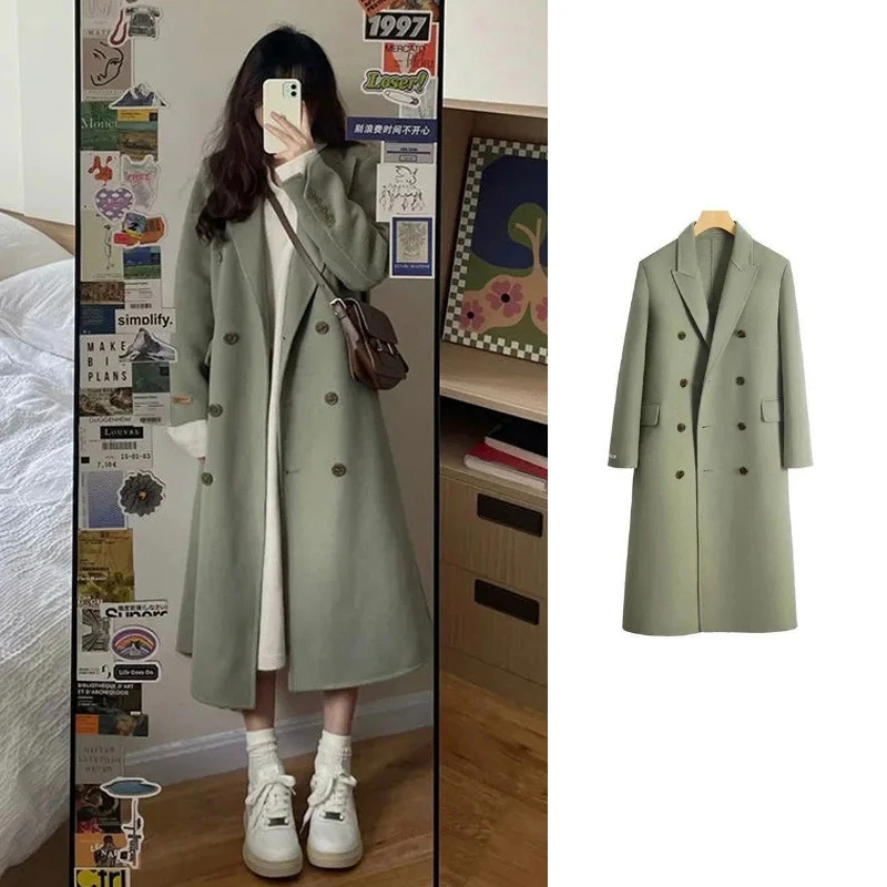 

Высококачественное шерстяное пальто средней длины, Новое поступление сезона осень-зима 2023 года, стильное шерстяное пальто в Корейском стиле для маленьких мужчин, женская одежда, одежда