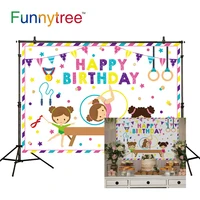 funnytree happy birthday backdrop bunting stars dots sport gymnastics custom poster birthday photography background banner