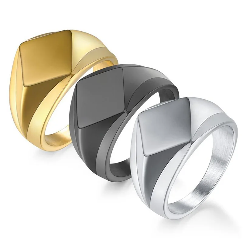 

European and American personality street fashion men's prismatic stainless steel ring Trendy fashion titanium steel ring