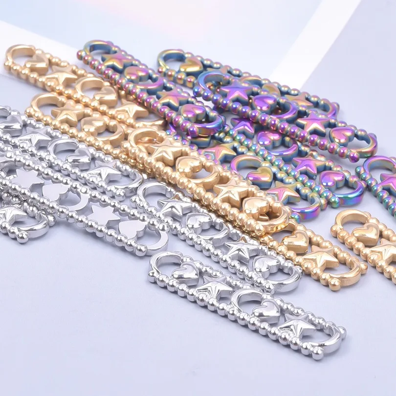 3pcs 45x10mm stainless steel Connector Moon Star Charms For Jewelry Making Bracelet Accessories DIY Handmade