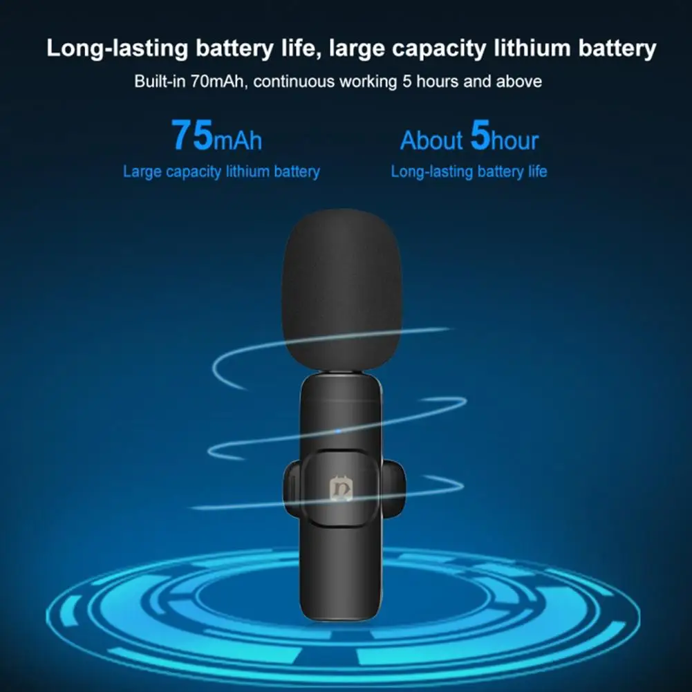 

Перезаряжаемый беспроводной петличный микрофон, совместимый с интерфейсом Ios, Pu3083b, портативный 360-градусный многонаправленный радиомикроф...