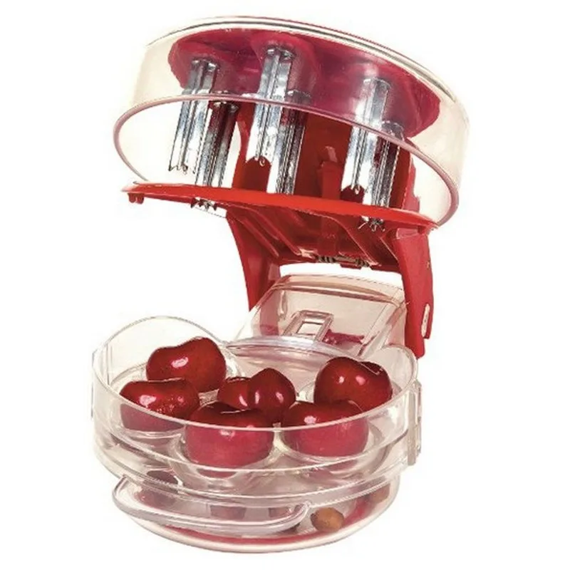 

6 Hole Cherry Corer With Container Kitchen Gadgets Tools Novelty Super Cherry Pitter Stone Corer Remover Pit 6