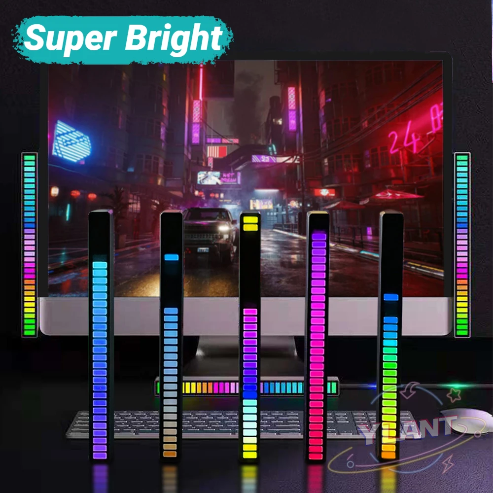 

YLANT NEW Music Rhythm Sensor Lamp For Gaming Room Computer Monitor Decor RGB LED Light Strips Fancy Decorative Luminaires