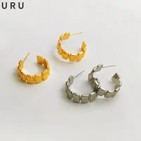 modern jewelry s925 needle hoop earrings simply design hot sale high quality brass golden earrings for women girl party gifts