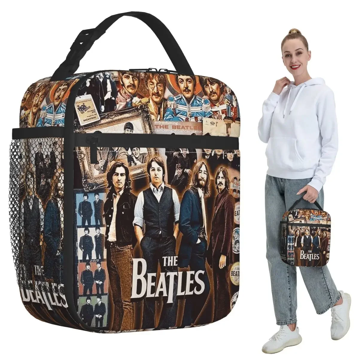 Фото Термосумка для обедов Harajuku The Beatle Memebers Art, изолированная, для детей, школьная, портативная, для еды, контейнер для ланчей №1