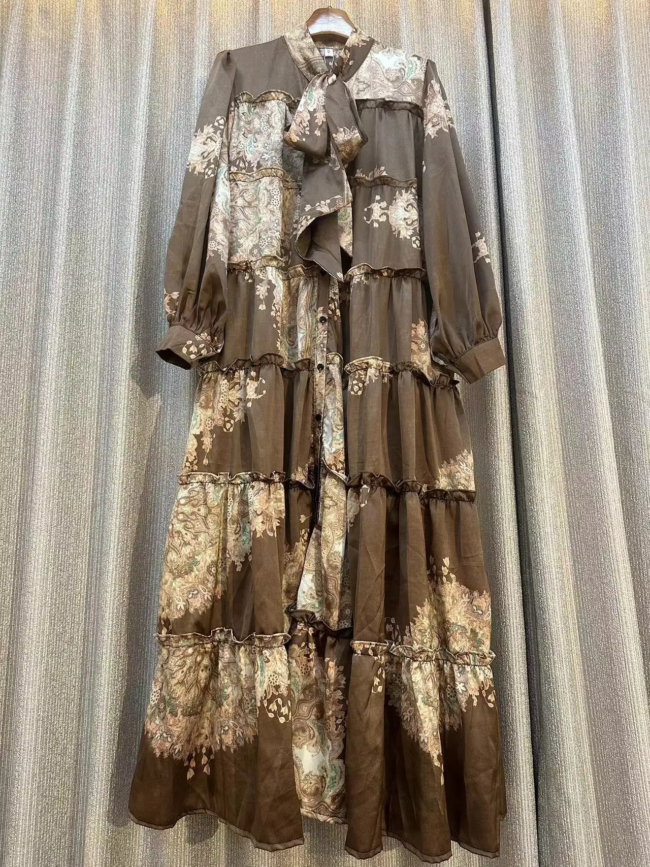 Женское подиумное модное осеннее повседневное свободное платье с длинным