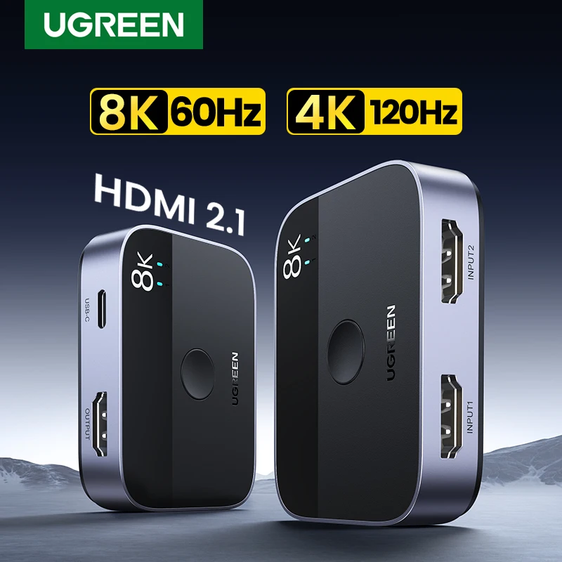 

UGREEN 8K HDMI Splitter 4K144Hz 2 In 1 Out for TV Xiaomi Xbox SeriesX PS5 HDMI Cable Monitor Projector HDMI 2.1 Switch Switcher