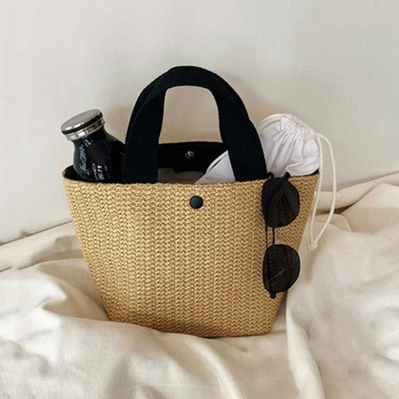 

Handbags Lady Totes Rattan Capacity Summer Woven Large Bag Casual Female Beach Bag Straw Bags Wicker Buckets Travel Women