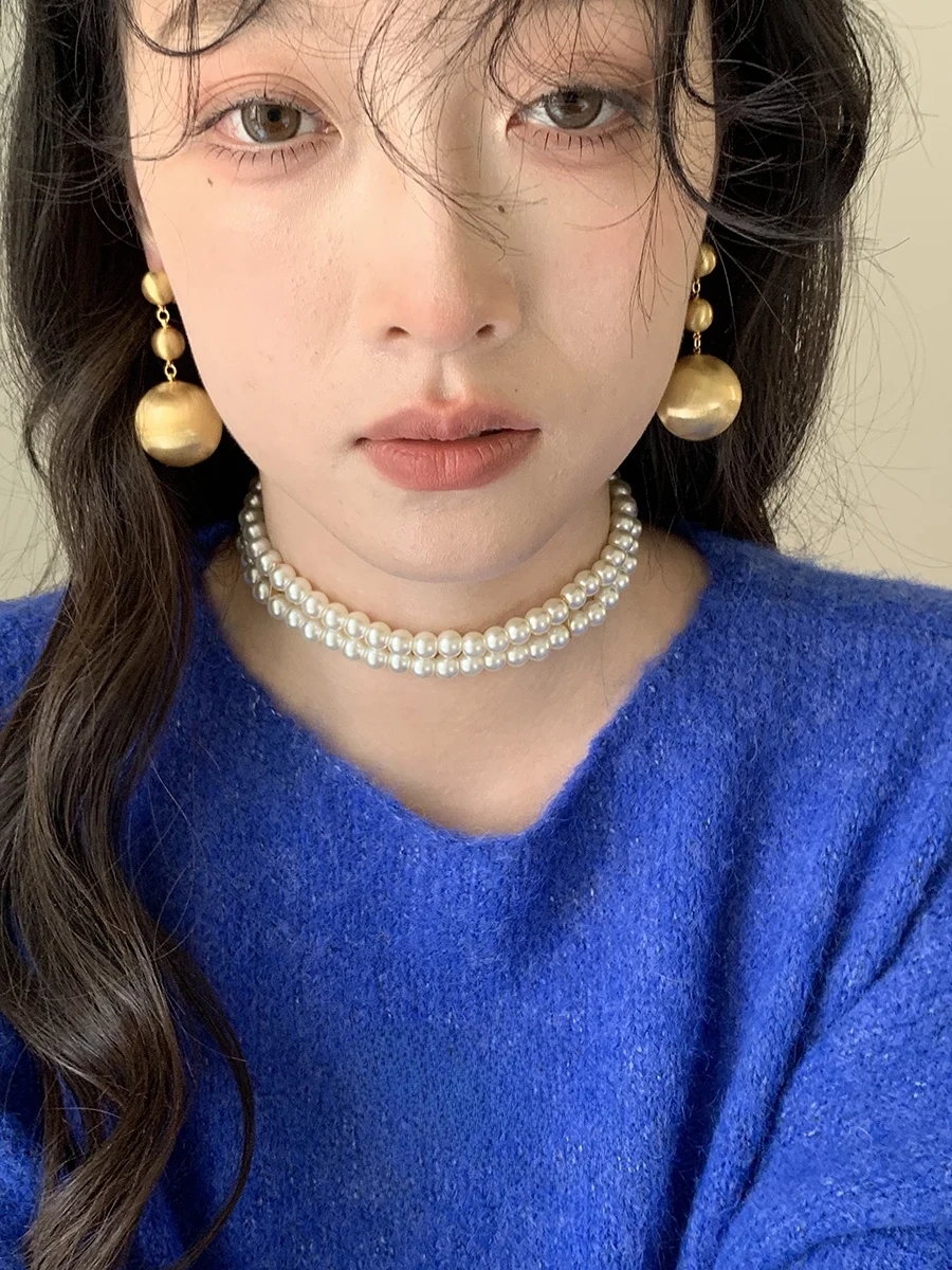 И ACC золотые серьги с тремя шариками и матовой лоскутной текстурой женские