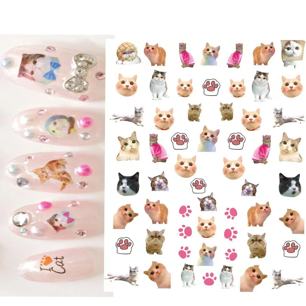 Lovely Cat 3D Nail Art Sticker Cartoon Corgi Shiba Inu Nail Decals DIY Slider for Nail Art Decoration Manicure Accessories