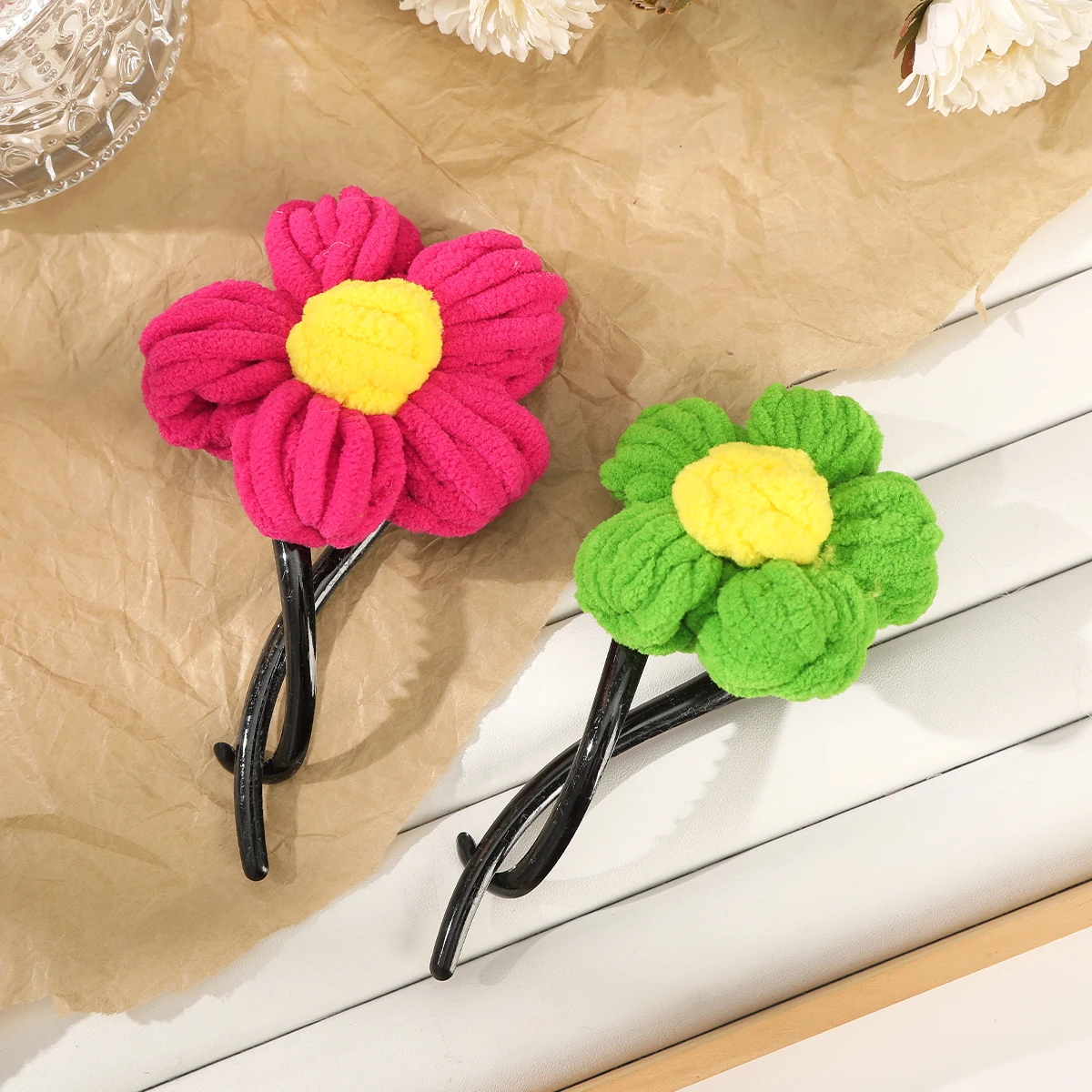 Шерстяные заколки для волос с цветком женщин большая заколка в стиле ретро