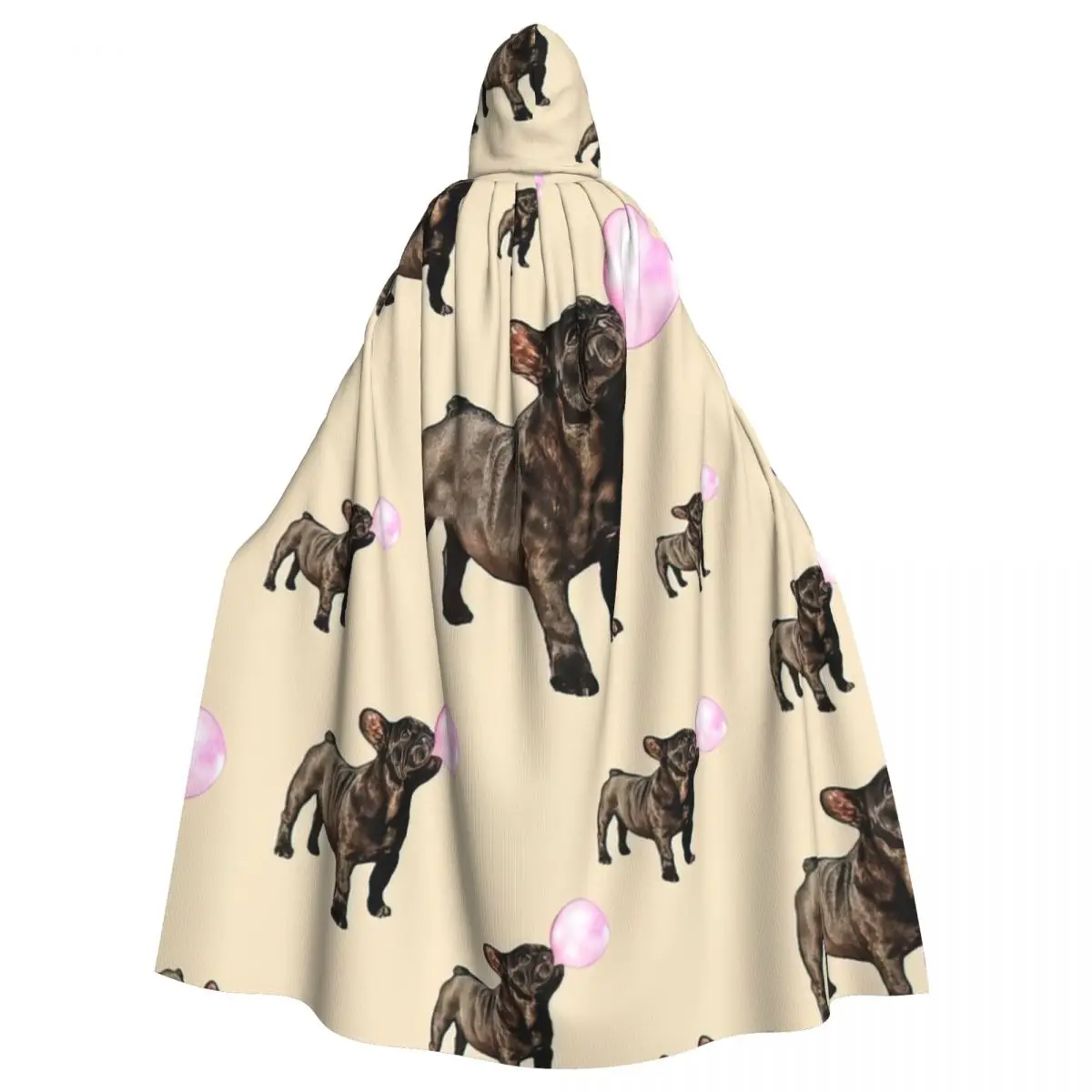 

Funny Frenchie Dog Floor Hooded Cloak Halloween Party Cosplay Woman Men Adult Long Witchcraft Robe Hood