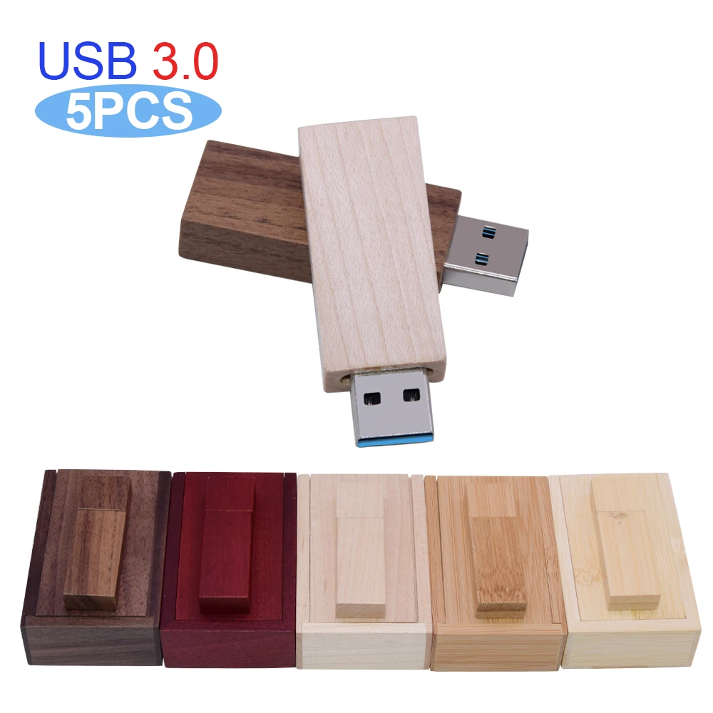 

USB-флеш-накопитель деревянный в коробке, 4/16/32/64/128 ГБ, 5 шт.