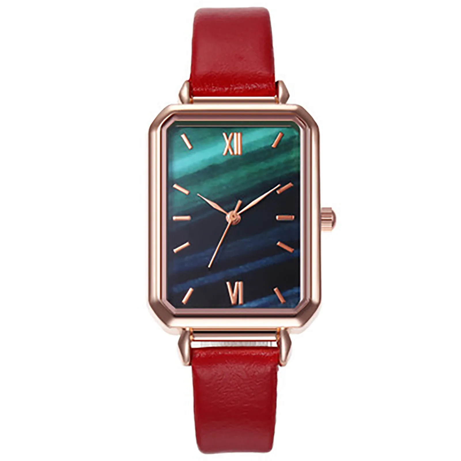 

Fashion Women's Watches Small Leather Band Analog Green Imitation Marble Dial Quartz Clock Dress Ladies For Women Reloj Mujer