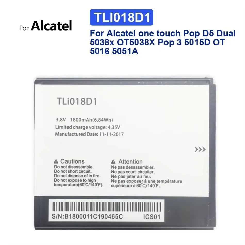TLI018D1 Аккумулятор для телефона Alcatel One Touch Pop D5 Dual 5038x OT5038X pop 3 5015D OT 5016 Литий-ионные