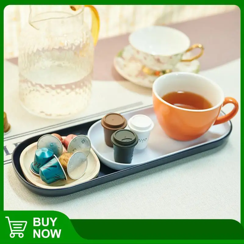 

Трехслойный деревянный поднос для хранения в домашних условиях, Прямоугольный белый поднос для чая, пластиковый поднос для чашки для воды, ...