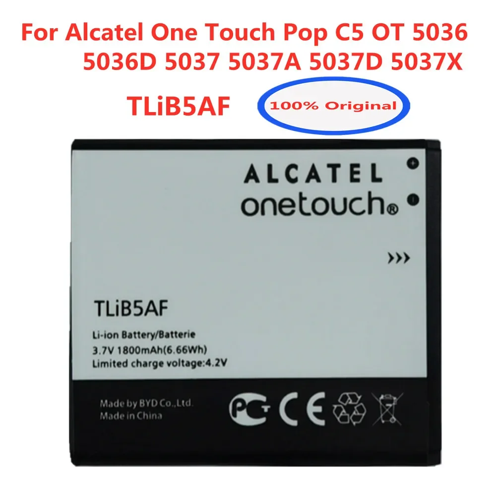 Оригинальный аккумулятор TLiB5AF 1800 мАч для Alcatel One Touch Pop C5 OT 5036 5036D 5035D 5037 5037A 5037D 5037X