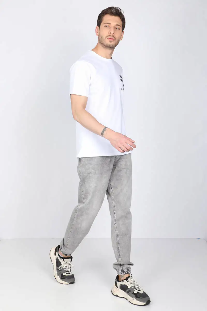 

Mens Gray Waist Drawstring Jogger Trousers