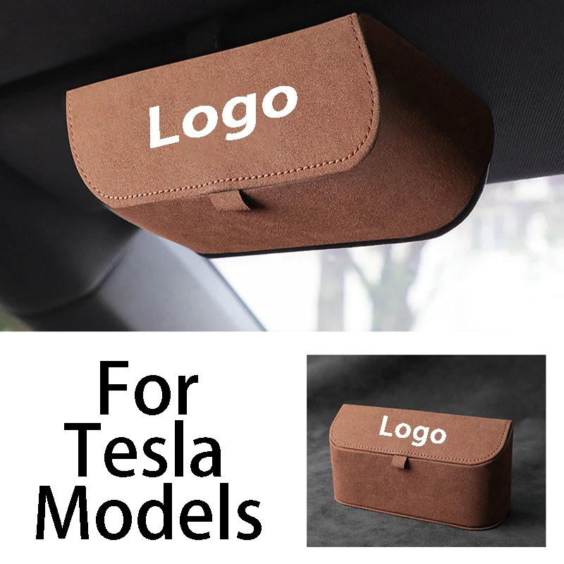 

Car Decoration Suede Sunglasses Frame Glasses Case Storage Bag For Tesla Model 3 Y X S 2021 Interior Modification Accessories