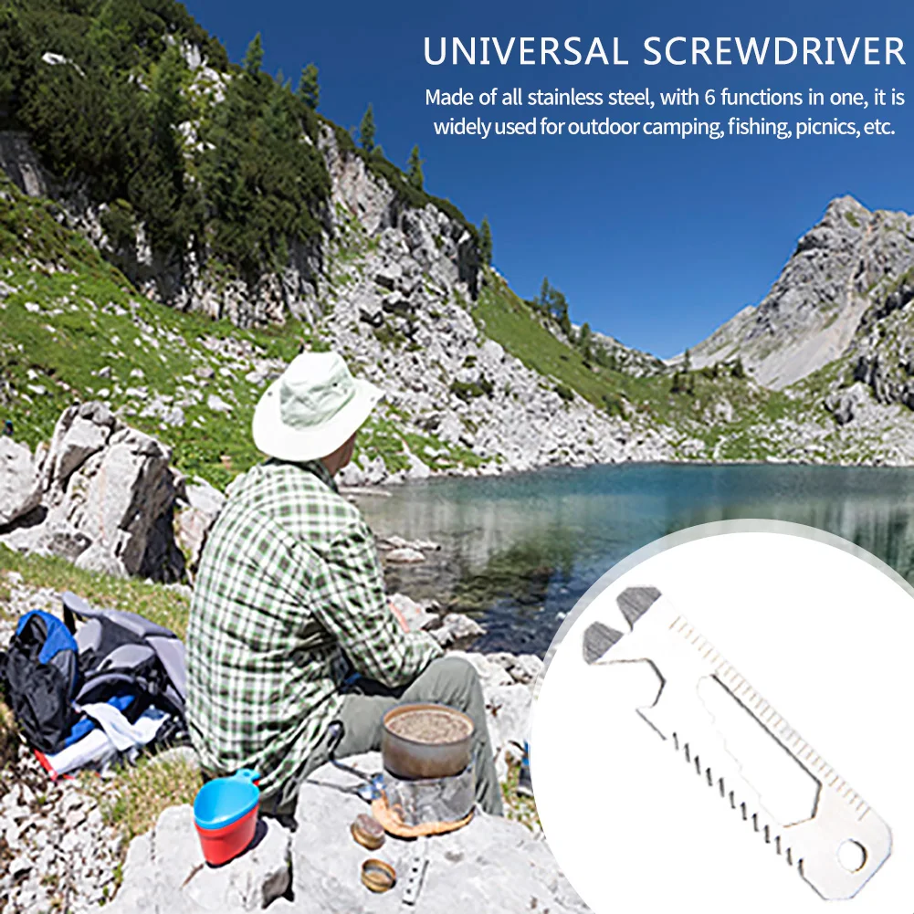 

6 in 1 EDC Pocket Survival Tool Camping Screwdriver Bottle Opener Ruler
