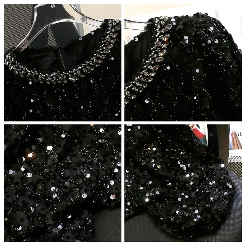 Модная изысканная рубашка с рукавами-фонариками и блестками офисная женская