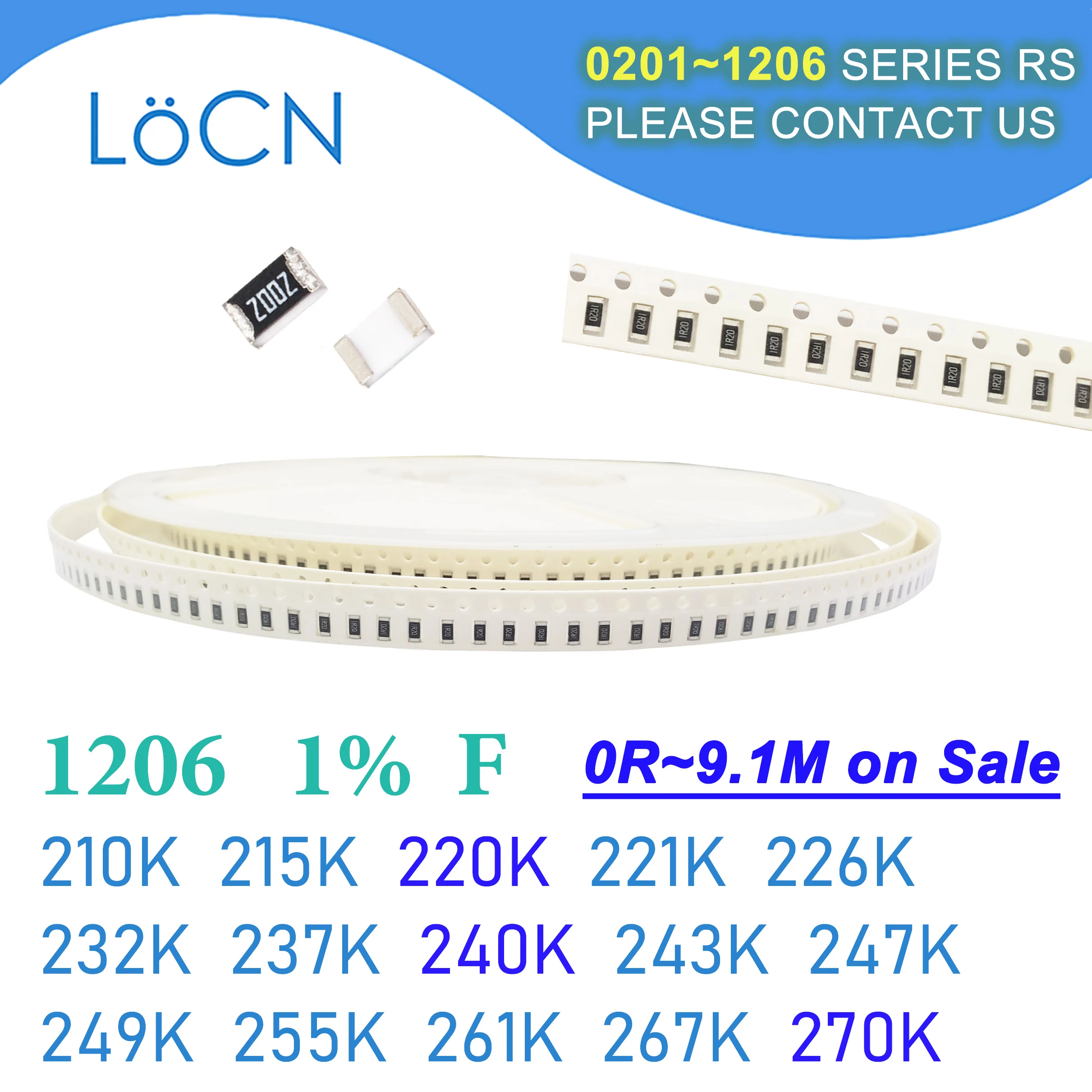 Резистор OHM SMD 210K 215K 220K 221K 226K 232K 237K 240K 243K 249K 255K 261K 267K